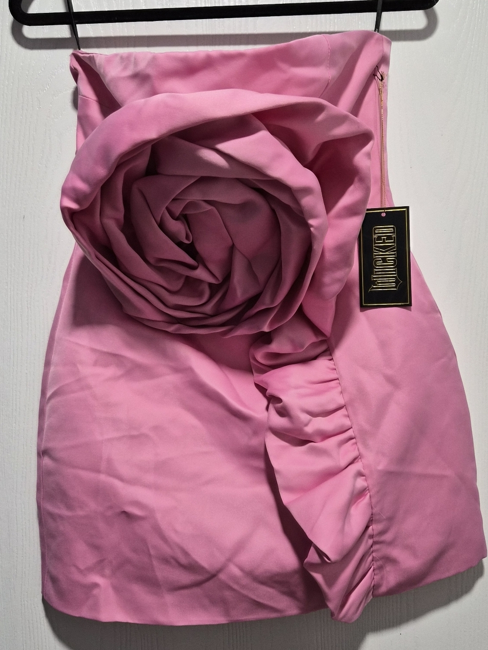 Forever 21 X Wicked Pink Rosette Tube Mini Dress Size Medium - Picture 3 of 10